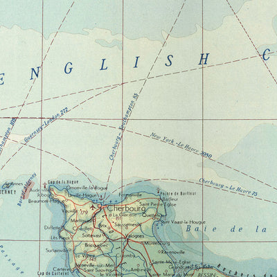 Mapa antiguo del Canal de la Mancha realizado por el Servicio de Topografía del Ejército Polaco, 1967: Sur de Inglaterra, Noroeste de Francia, Londres, París, Rutas marítimas del Canal de la Mancha