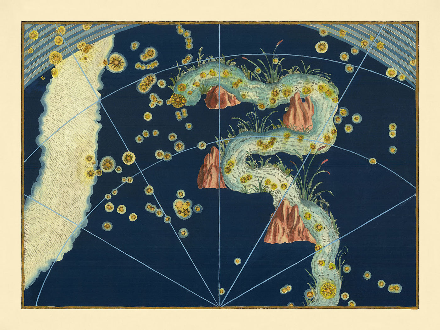 Antiguo mapa estelar de Eridanus por Johann Bayer, 1603