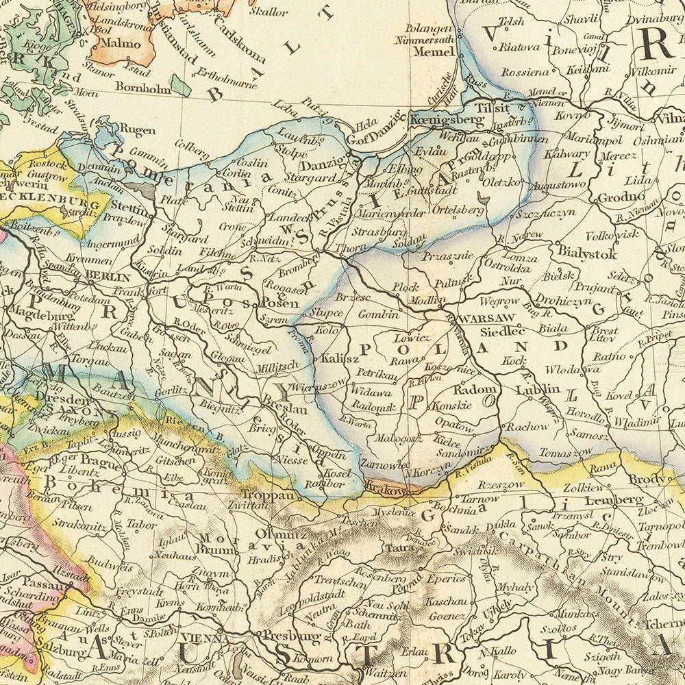 Old Map of Europe by Arrowsmith, 1840: Mid-19th Century Political Landscape
