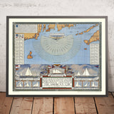 Mapa de la Copa América antigua de Clegg, 1934: Regata de yates, Newport, Martha's Vineyard, Endeavour vs. Rainbow 