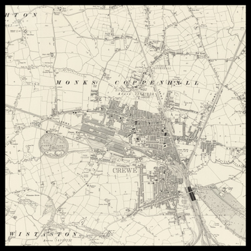 Eine alte Ordnance-Survey-Karte von Crewe