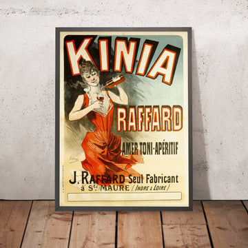A framed image of Kinia Raffard Vintage Aperitif Poster by Jules Chéret, 1888