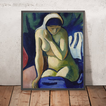 A framed image of Naked Girl with Headscarf by August Macke, 1910