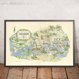 Old Pictorial Map of Stockholm by Liozu, 1952: Gamla Stan, Royal Palace, City Hall, Norrmalm, Södermalm