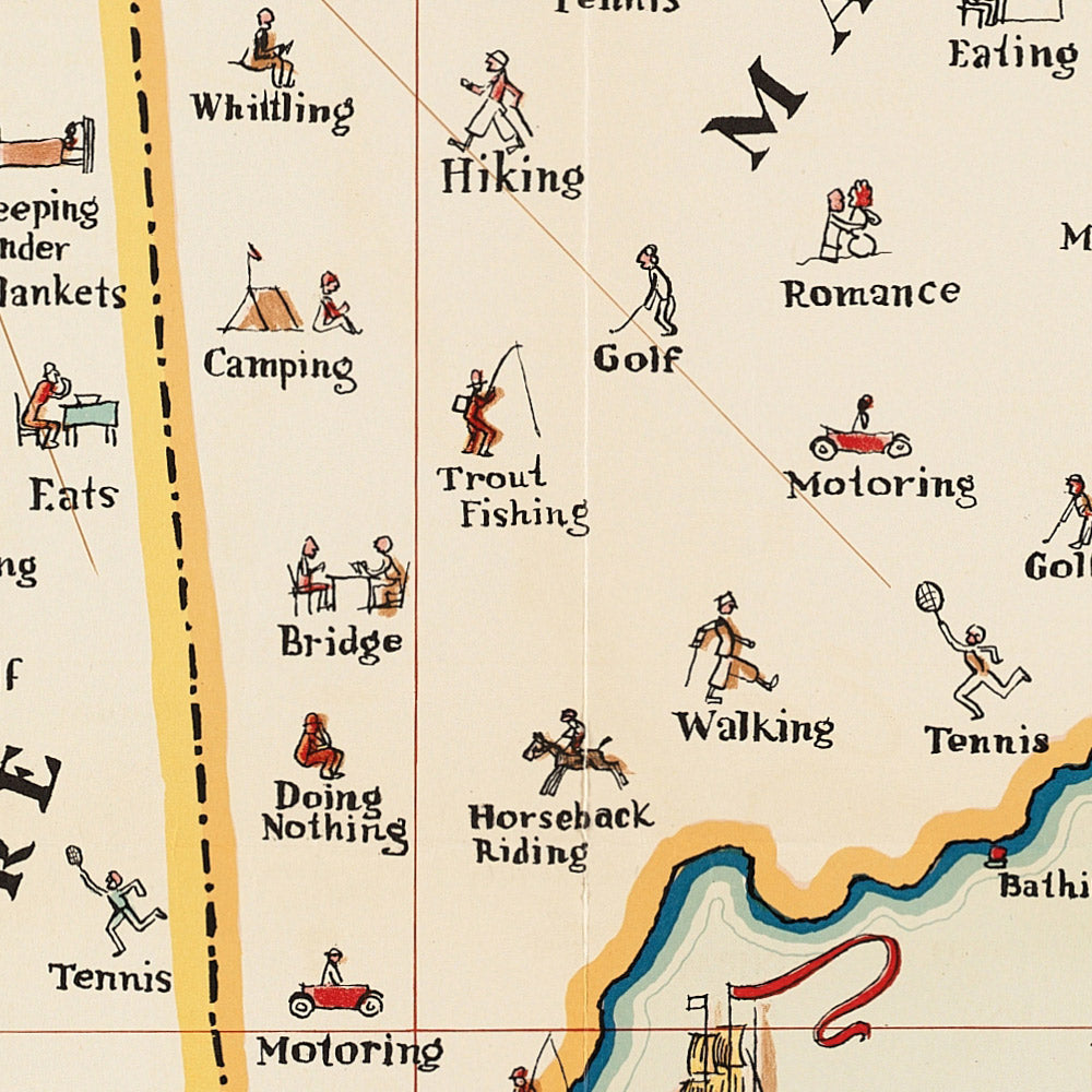 New England Travel Poster by John Held Jr., 1910