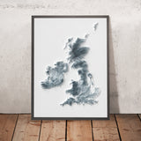 Britische Inseln (Vereinigtes Königreich & Irland) Topografische 3D-Reliefkarte 