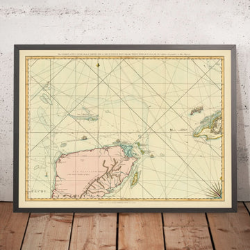 Old Yucatan Coast & West Cuba Nautical Chart by Jefferys, 1794: Cozumel, Isla Mujeres, Campeche