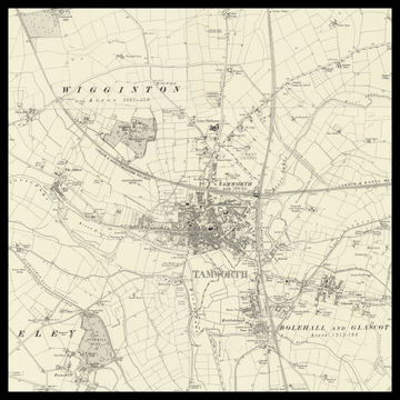 Un antiguo mapa de Ordnance Survey de Tamworth