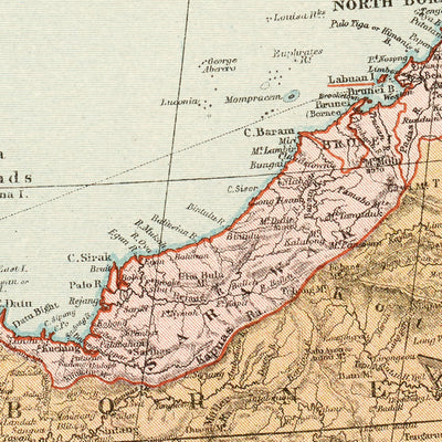 Old Map of the East Indies by Stanford, 1926: Indonesia, Malaysia, Philippines, Railways
