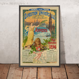 Cartel de viaje de Amberes: Chemin de fer du Nord – Exposition Universelle de Gustave Fraipont, 1894 