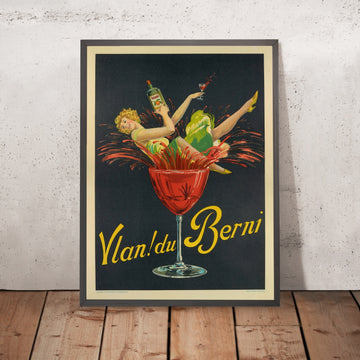 A framed image of Vlan! du Berni Vintage Drinks Advertising Poster, 1928