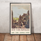 New York Travel Poster: Upper Bay from Lower Manhattan by Leslie Ragan, 1920