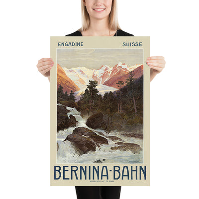 Engadin, Switzerland Travel Poster: Bernina-Bahn by Anton Reckziegel, 1908