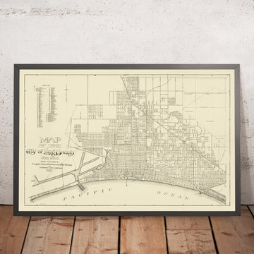 Old City Plan of Long Beach, California by Dewey, 1910: Pine Ave, Anaheim St, Broadway, Pacific Ocean, Brick Yard