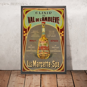 A framed image of Elixir du Val de l’Amblève Vintage Advertising Poster, 1906