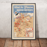 Ancienne carte militaire de la Seconde Guerre mondiale de l’offensive aérienne alliée contre l’Allemagne, 1941 : Berlin, Hambourg, Munich, Rhin et Elbe, encart de la Ruhr 