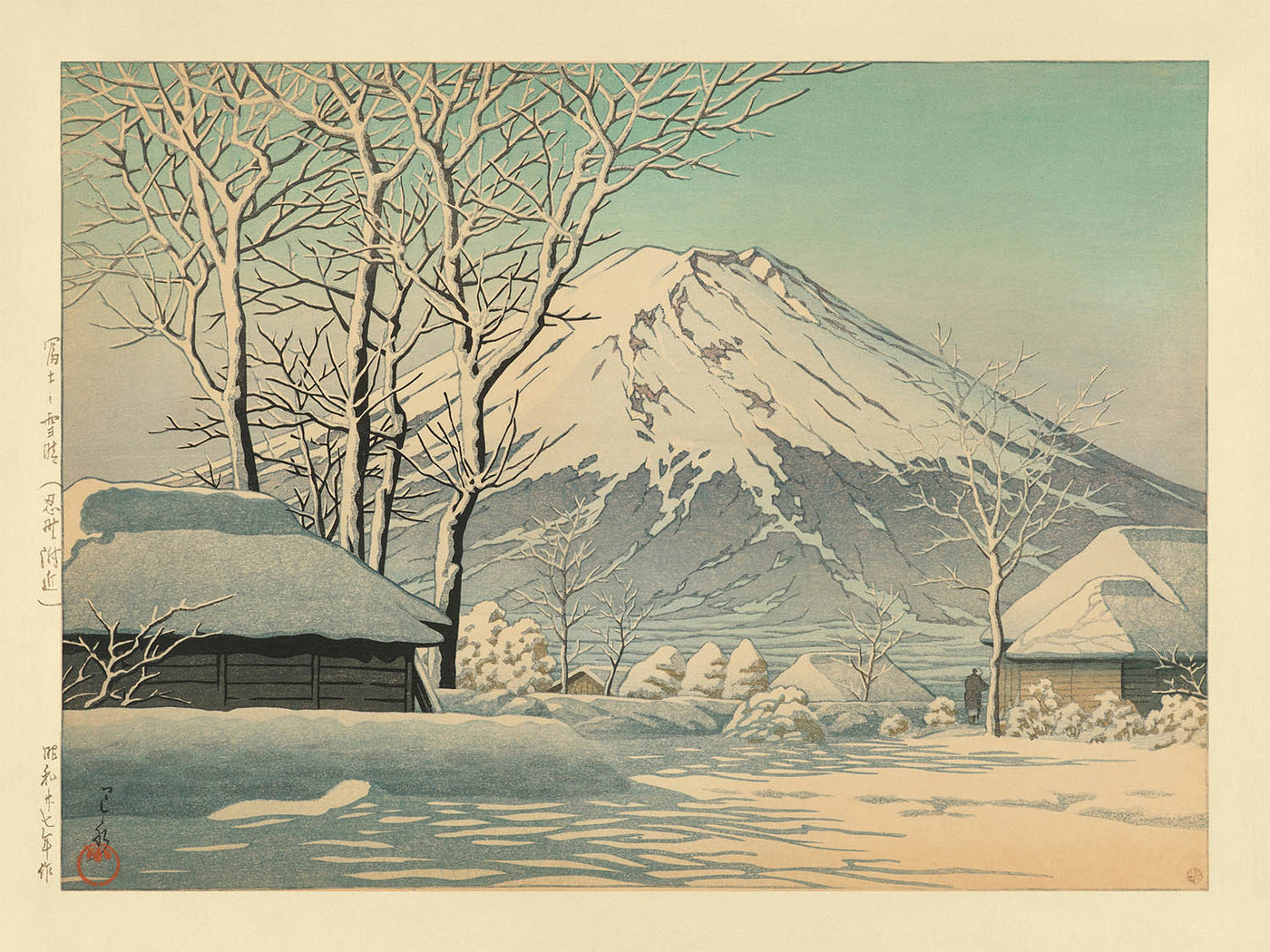 Mt. Fuji after Snow in Oshiono by Hasui Kawase, 1935