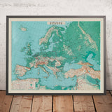 Mappa 3D in rilievo antica dell'Europa della Aero Service Corporation, 1956 