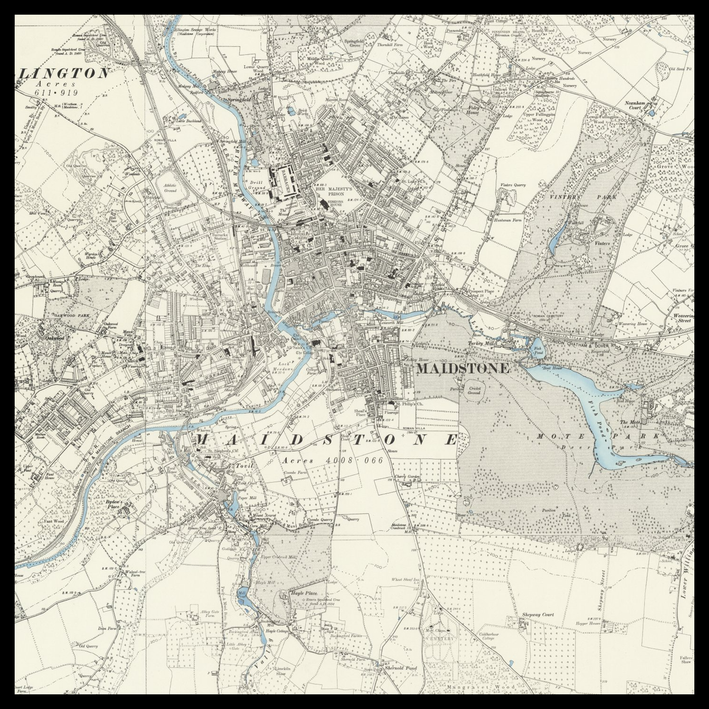 An old Ordnance Survey map of Maidstone