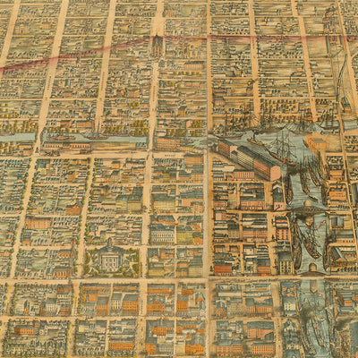 Very Large Old Map of Chicago by Palmatary, 1857: The Sands, Railroad, Richmond House, River, McCormick Reaper Factory