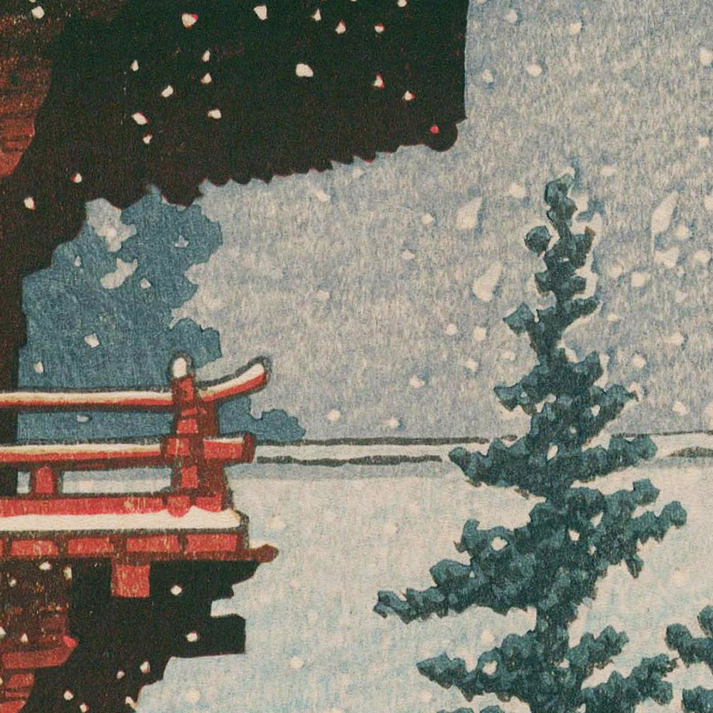 Snow at Nezu Gongen Shrine by Hasui Kawase, 1935