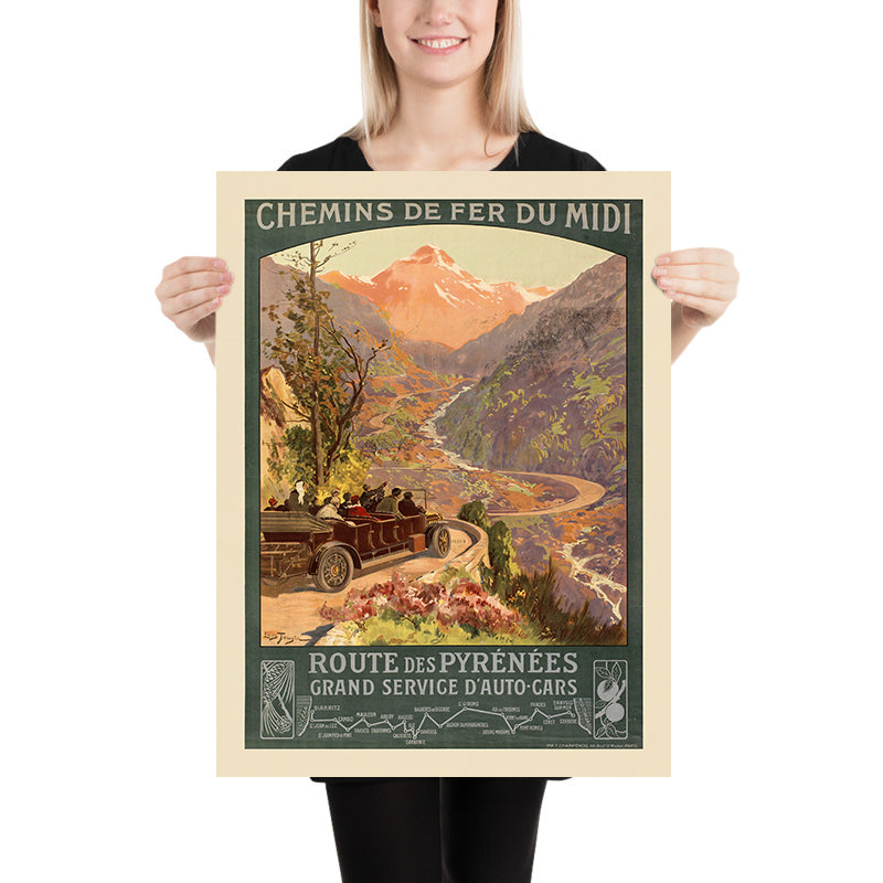 Southwest France Travel Poster: Chemin de fer du Midi by Louis Tauzin, 1910