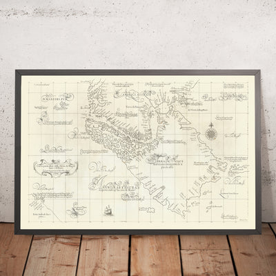 Old Strait of Magellan Nautical Chart by Dudley, 1646: Tierra del Fuego, Le Maire Strait, Terra Australis