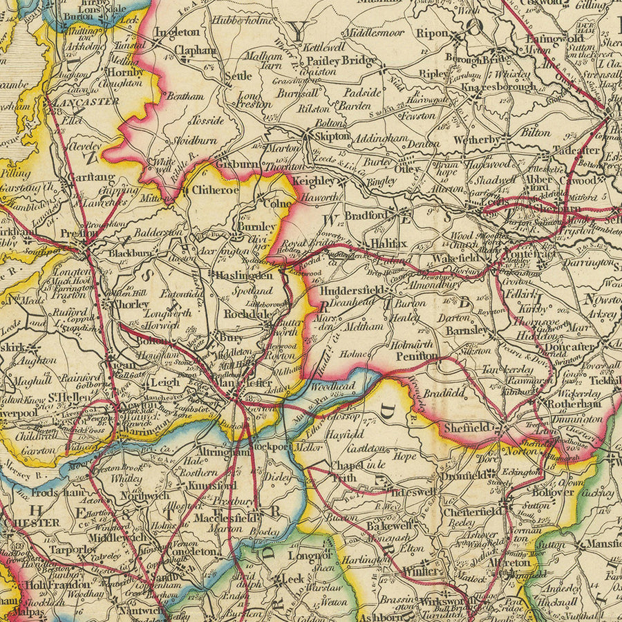 Mappa Antica della Contea di Inghilterra e Galles di Wyld, 1842: Strade a Pedaggio e Strade per Posta 