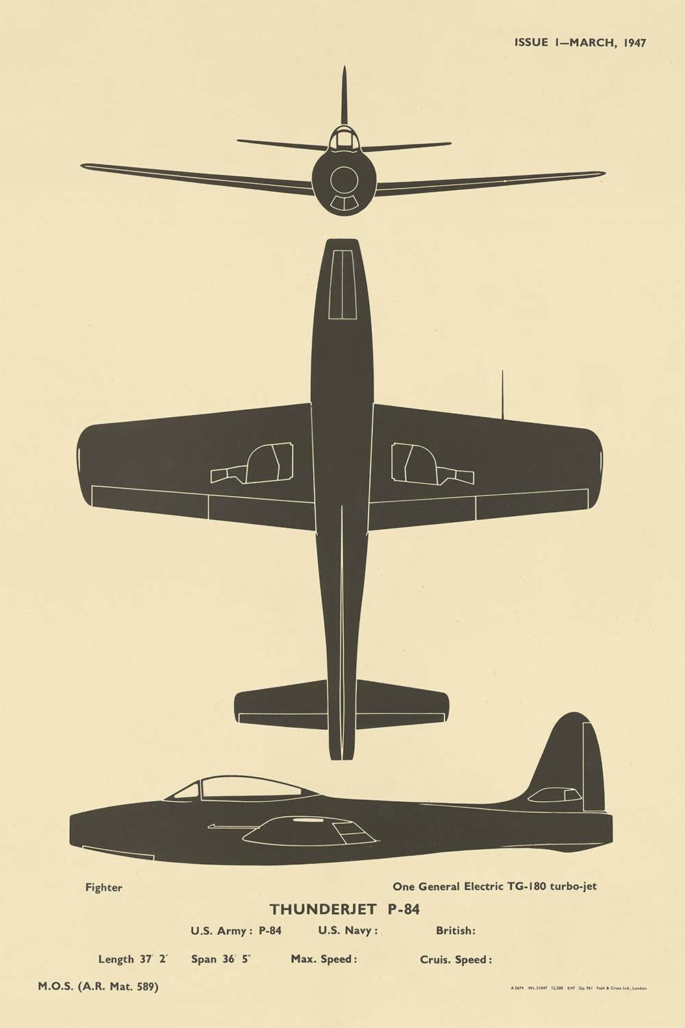 Thunderjet P-84: Cold War Aircraft Identification Chart, 1947