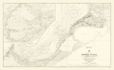 Old Bermuda Islands Nautical Chart, 1894: Hamilton, Castle Harbour, The Narrows