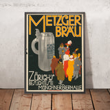 Metzger Bräu Vintage Beer Poster by József Divéky, 1912