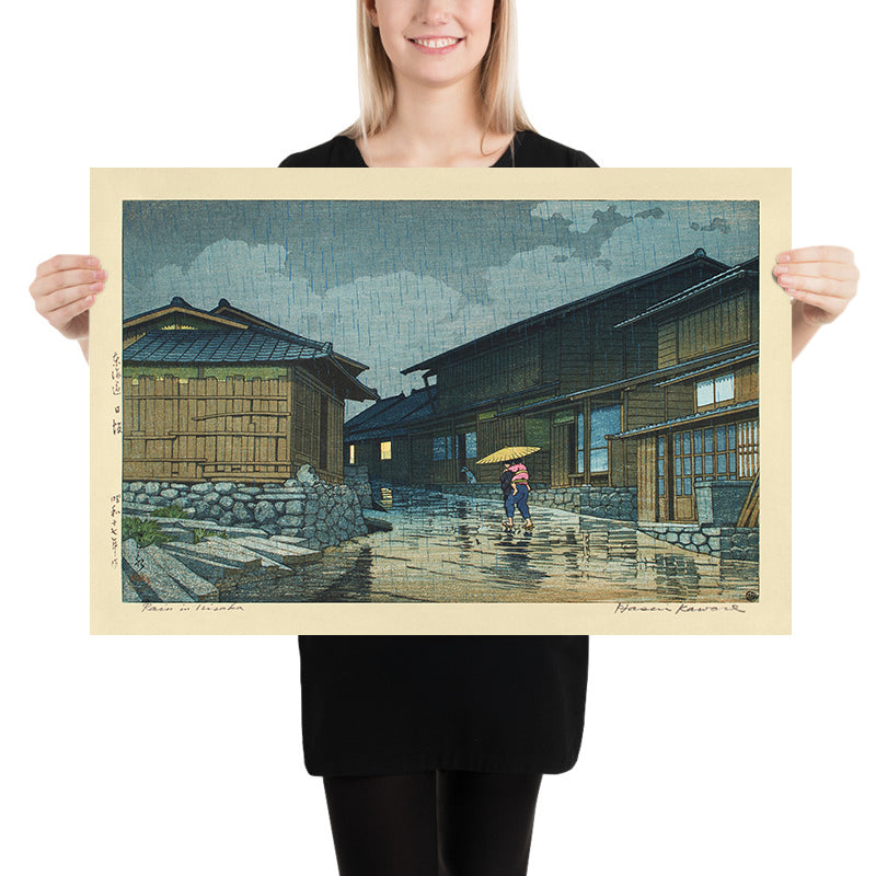 Nissaka in the Rain by Hasui Kawase 1942