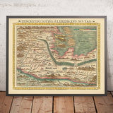 Ancienne carte rare de la Croatie et de la Slovénie par Münster, 1552 : rivière Drava, côte adriatique, Zadar, frontières ottomanes, montagnes 