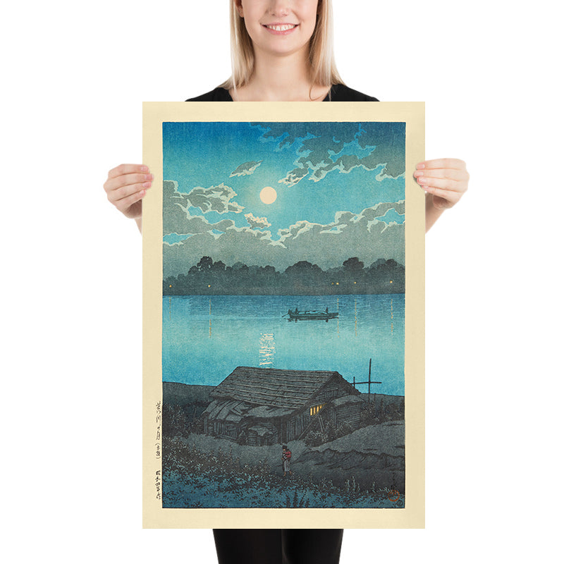 Full Moon on the Arakawa River in Akabane by Hasui Kawase, 1935