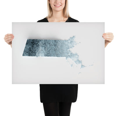 Massachusetts Topographic 3D Relief Map