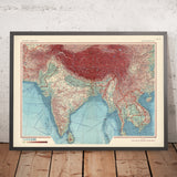 Ancienne carte de l'Inde et de l'Indochine, 1967 : Thaïlande, Birmanie, Himalaya, Gange, Mékong 