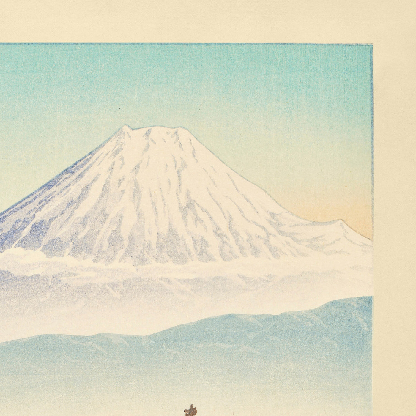 Morning in Motoyoshiwara with Mt Fuji by Hasui Kawase 1935
