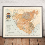 Old Map of Cádiz Province, Spain by Martín, 1901: Jerez, Cádiz, Algeciras, Gibraltar Strait, railways