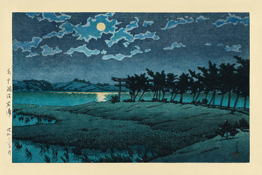 Full Moon at Hiroura Hinuma by Hasui Kawase 1935