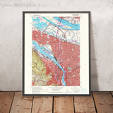 Old Map of Portland, Oregon by USGS, 1961 – Columbia & Willamette Rivers, Vancouver