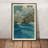 Vagues de l'océan à Hachinohe le même jour de pluie par Hasui Kawase, 1935 