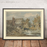 Mulino ad acqua vicino a un ruscello che scorre di Turner, 1795 