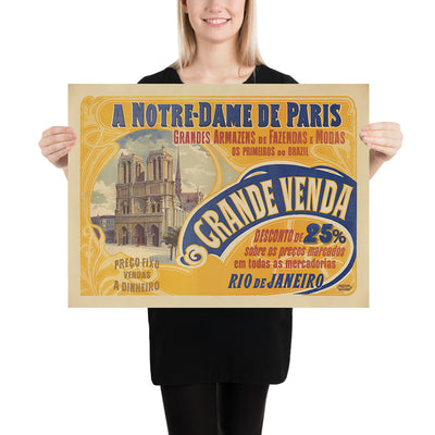 A Notre-Dame de Paris – Rio de Janeiro Grande Venda, Antique Travel Poster by Paul Dupont (1900)