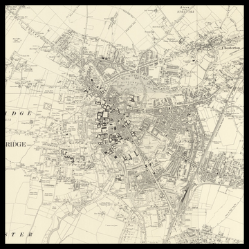 Una vecchia mappa Ordnance Survey di Cambridge