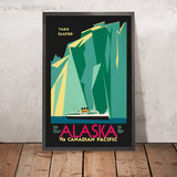Poster di viaggio dell'Alaska: Alaska via Canadian Pacific, ghiacciaio Taku di Canadian Pacific 