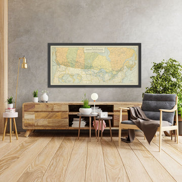 Mappa antica della Ferrovia del Pacifico canadese dei Poole Brothers, 1912: Canada e Nord USA, Grandi Laghi, Baia di Hudson 