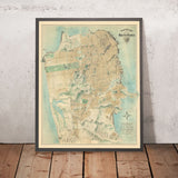 Rara Mappa Stradale Gigante di San Francisco di Chevalier, 1911 