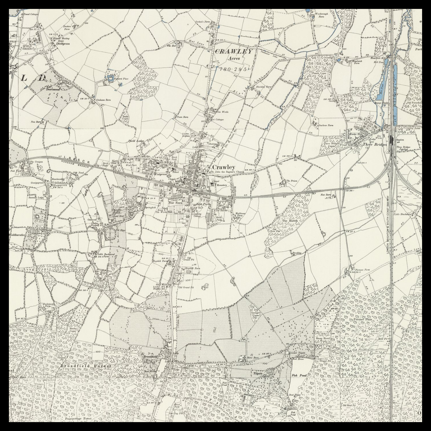 An old Ordnance Survey map of Crawley