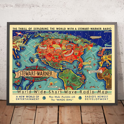 Old Short Wave Radio World Map by Turzak, 1932: Global Communications