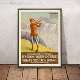 Villars-Reiseposter: Chemins de fer électriques Bex–Gryon–Villars–Bretaye von George Flemwell, 1923 